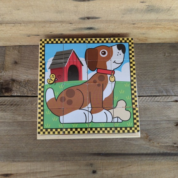 Melissa & Doug - Wooden Cube Puzzle - Create 6 Pet Scenes - 16 Pieces - ages 3+ - Picture 1 of 7